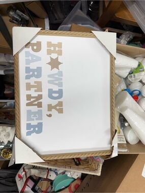 Howdy partner  Decorative Wall Sign - Blue & Tan